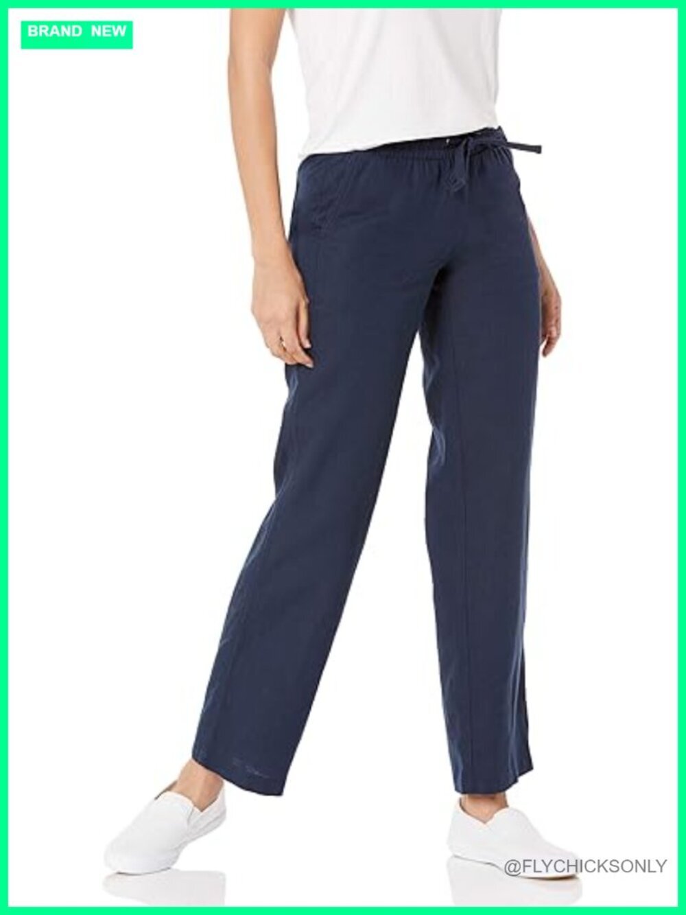 Women's Linen Blend Drawstring Relaxed Fit Wide Leg Pants